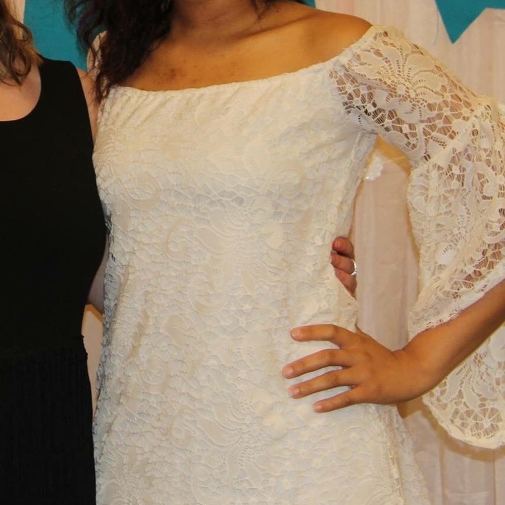 Boho lace off the shoulder dress